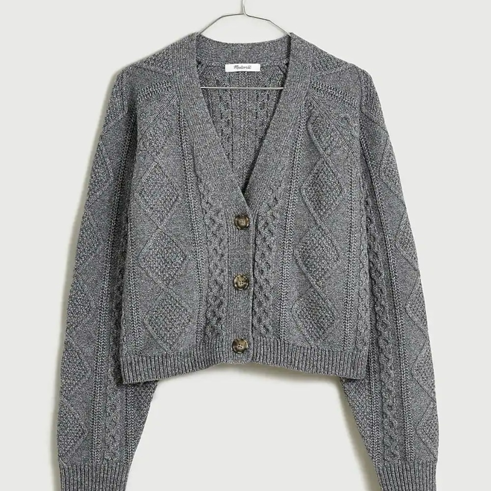 Madewell Cable-Knit Cropped Cardigan
